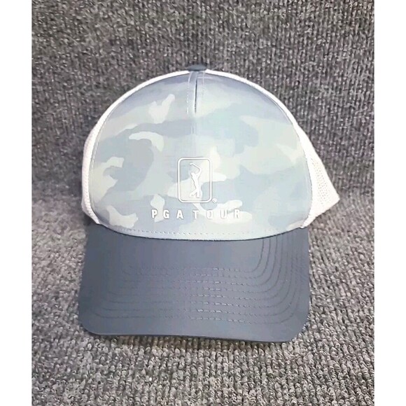 NEW PGA Tour Men's Adjustable Snapback Blue  Camouflage Trucker Cap - Picture 1 of 7